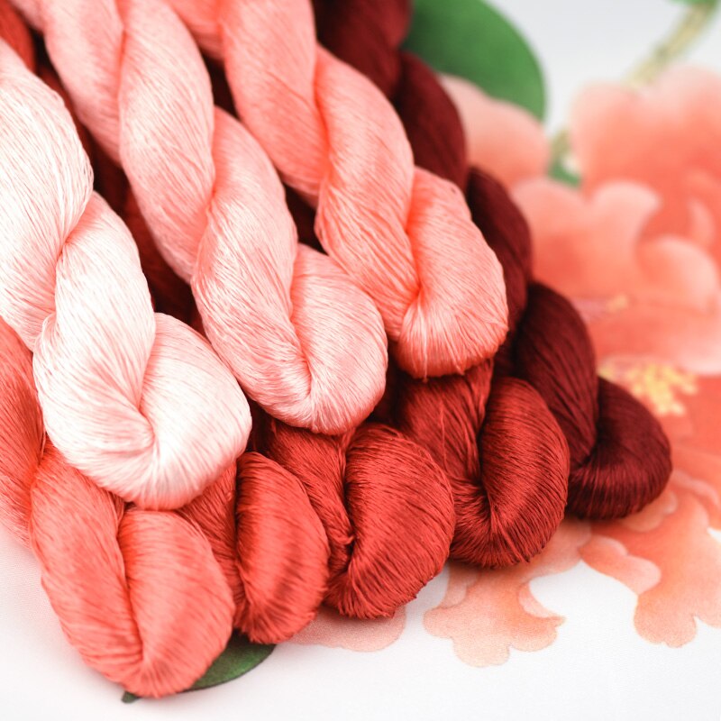 1pcs/400m silk embroidery thread / 100% silk thread /hand embroidery embroider cross stitch/Peony red series/8 pure colors