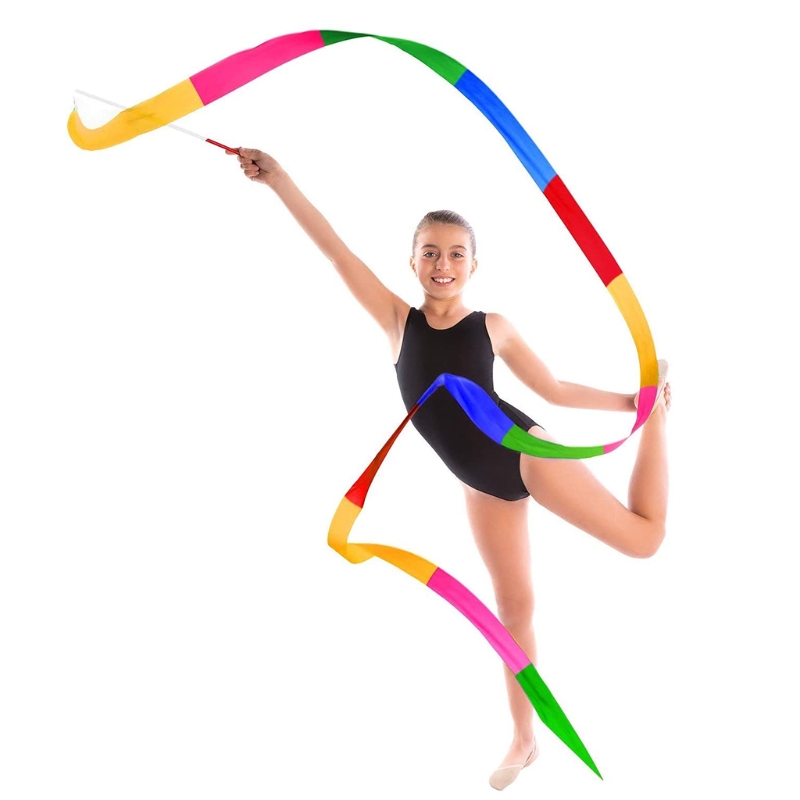 1PC 2m arcobaleno palestra nastri da ballo ritmica nastri da ballo stelle filanti per bambini adulti danza artistica accessori per ballerini