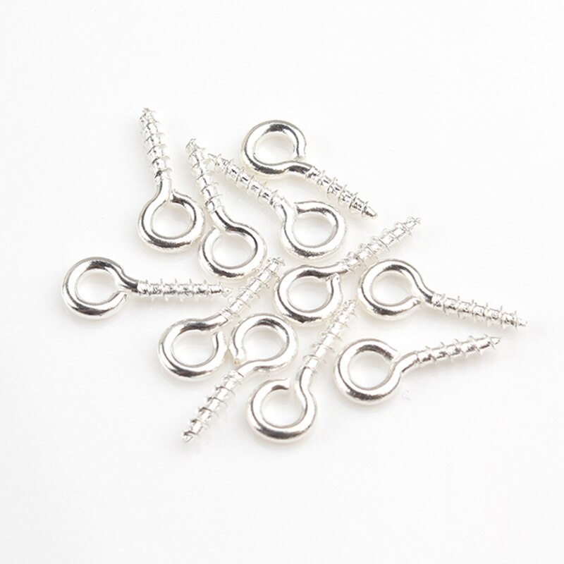 4X8Mm Kleine Tiny Mini Eye Pins Eyepins Haken Oogjes Schroefdraad Gold Sluitingen Haken Sieraden Bevindingen Voor maken Diy 400 Stks/partij: Silver