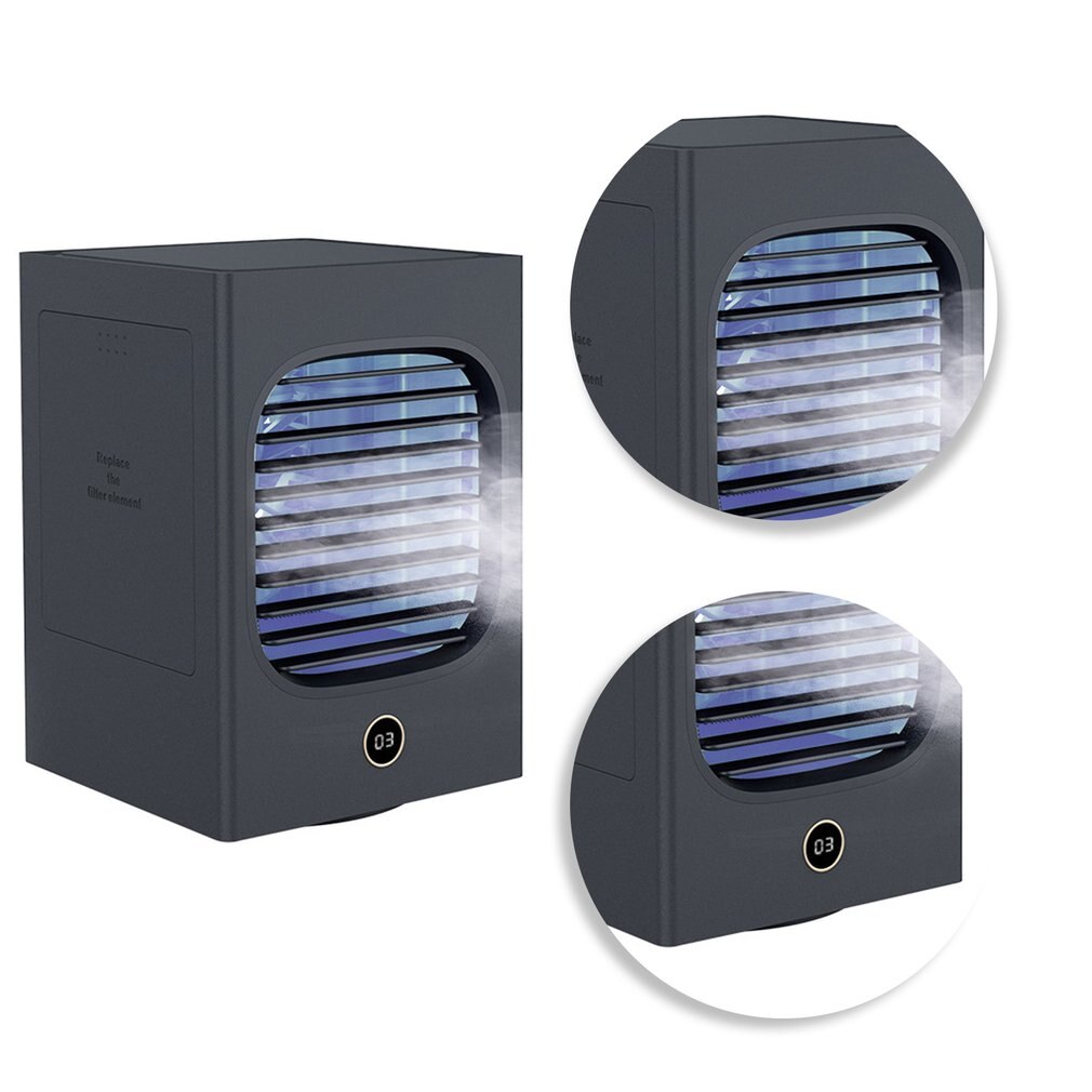 Hoofd Schudden Watergekoelde Airconditioning Ventilator Geïntegreerde Luchtbevochtiger Thuis Slaapkamer Mini Grote Capaciteit Usb Verstuiver