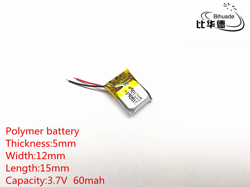 3.7 V 60 mAh 501215 bateria litowo polimerowa bateria li-po akumulator litowo jonowy akumulator baterie robić Mp3 MP4 MP5 GPS dostawcy usług płatniczych telefonu komórkowego