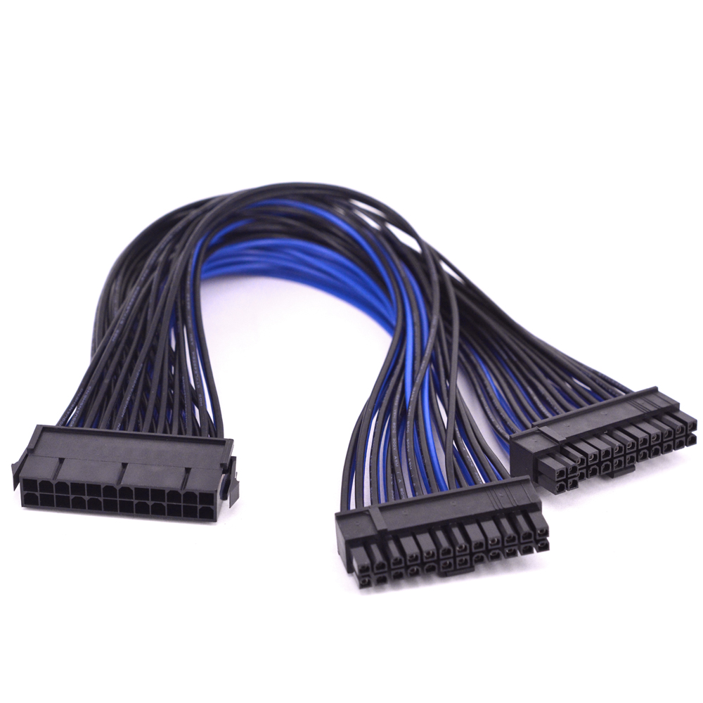 24Pin ATX 1 to 2 Power Supply Extension Cable 24P PSU Power Port Multiplier 24 Pin Male to Female Port Y Splitter Cable