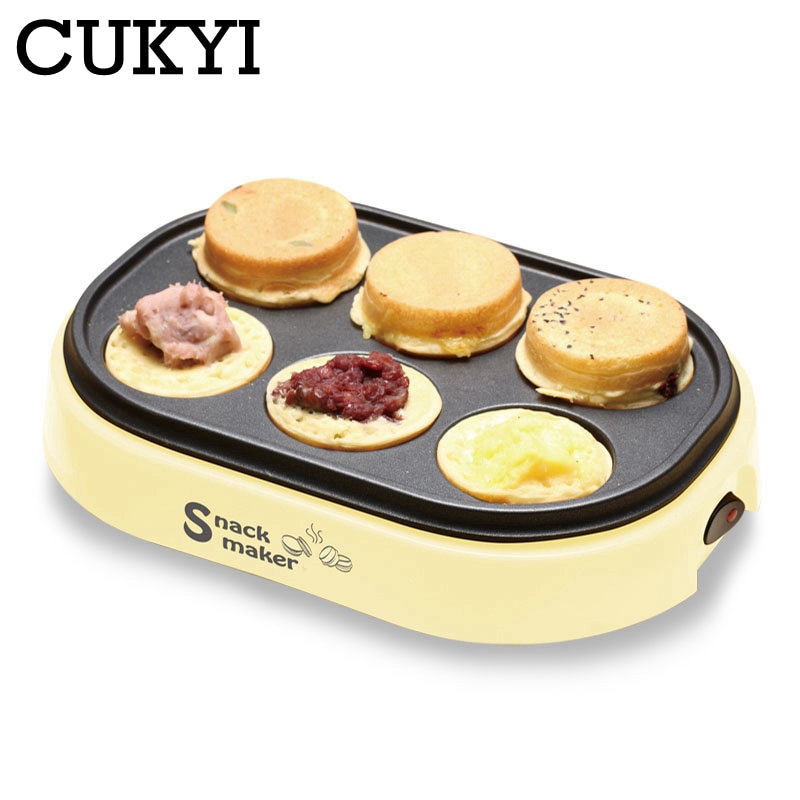 CUKYI Wheel Cake Machine hamburger maker Red Bean Cake maker DIY snack for child Non-Stick coating 6 Holes household kitchenware
