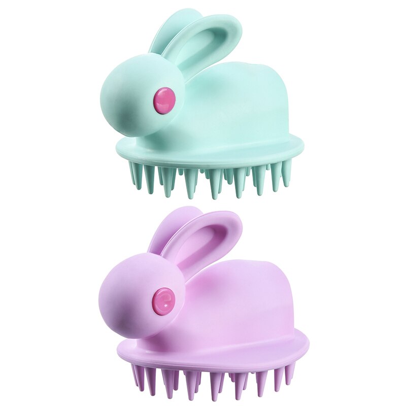 Siliconen Shampoo Hoofdhuid Haar Massager Head Body Hoofdhuid Massage Borstel Kam Haar Wassen Kam Douche Borstel Bad Spa Massage Borstel: Pink and Green