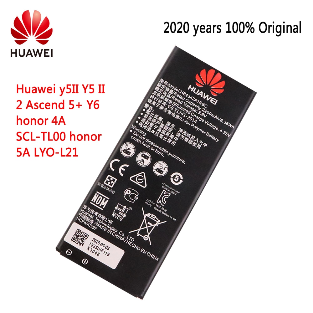 100% Originele Batterij HB4342A1RBC Voor Huawei Y5II Y5 Ii 2 Ascend 5 + Y6 Honor 4A SCL-TL00 Honor 5A LYO-L21 2200 Mah