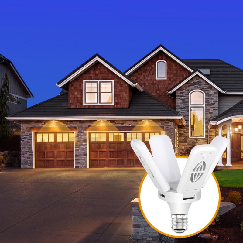 1pc led-pære  e27 30/40w led-lampe loftventilator led-lys 220v foldbar ventilatorbladvinkel justerbar til hjemmebelysning i garagen