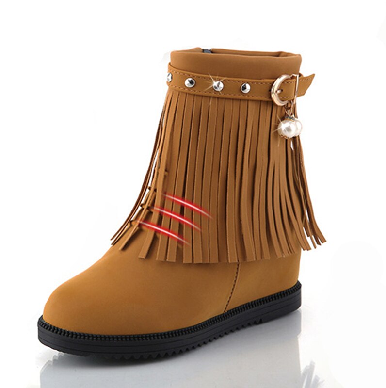 Femmes gland perle bottines femmes troupeau chaussures plates femme boucle hauteur augmentant dames Zip chaussures femme Rivet chaussures: Khaki / 36