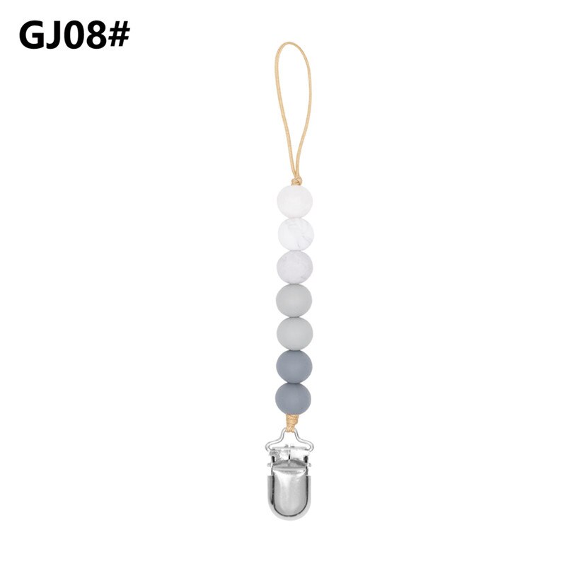 Atrapy klipsów chłopcy niemowlę dziewczyny łańcuszek smoczka silikonowe ząbkowanie ulga zabawki koraliki Soothie uchwyt na smoczek klipy prezent na niemowlę prysznic: 8