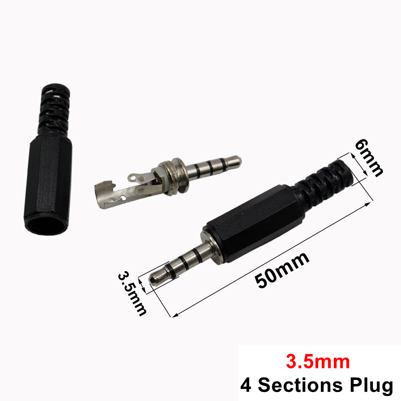 5 piezas, Enchufe macho de Audio para auriculares, conector para micrófono, 2,5mm/3,5mm, 2,5/3,5 secciones, 3/4: Lavanda