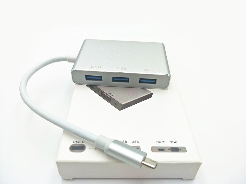 TYPE-C Naar Hdmi Vga + 3.0 Usb * 3 USB-C 5 In 1 Naar Hdmi + Vga