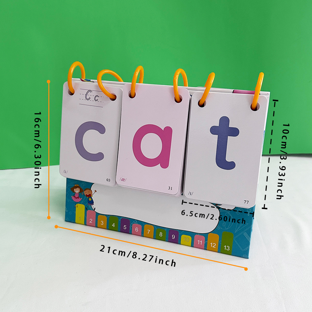 Phonics Karteikarten Rechtschreibung Wörter Schreibtisch-Kalender Englisch Lernen Rechtschreibung kippen Karten Lernspielzeug Vokabelgebäude