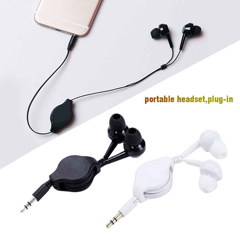 3.5Mm Te Dragen Intrekbare Kabel In-Ear Oortelefoon Headset Draagbare Oortelefoon Rechte Insert Uitschuifbare Draad Voor MP3 telefoon