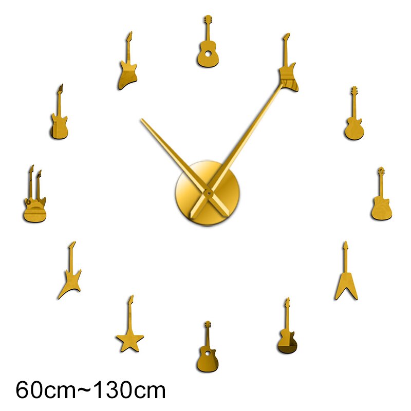 Reloj de pared gigante para decoración de sala de música, pulsera de gran tamaño con gran variedad de música, bricolaje,: Golden