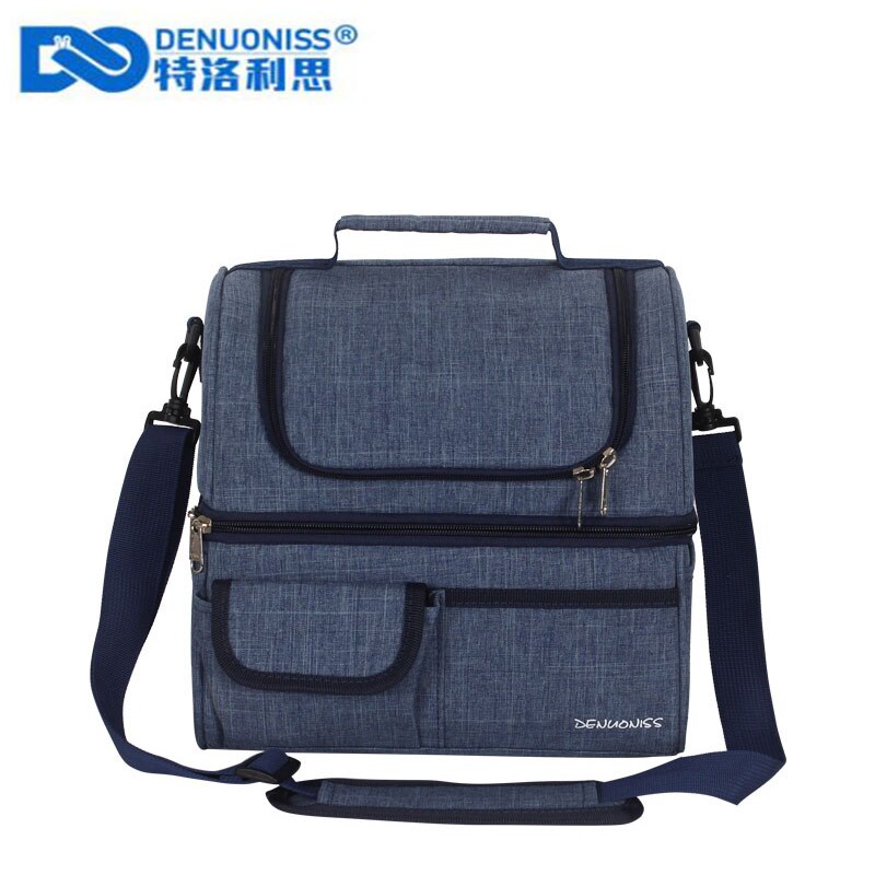 DENUONISS-bolsa térmica de dos compartimentos, bolsa térmica Oxford con forro de EVA, a prueba de fugas: Blue