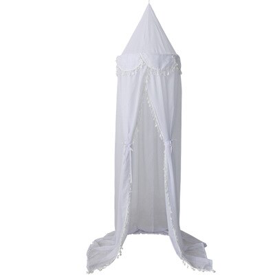 Moustiquaire décorative pour chambre de bébé Ins | Rideau de lit pour enfant, filet rond, tente baldachin, 240cm, pour chambre à coucher de fille: WHITE