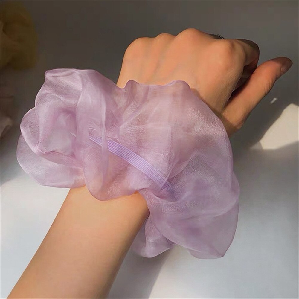 Organza randigt hår scrunchie hår ringslipsar för flickor hästsvanshållare hårband elastiskt hårband håraccessoarer huvudbonader