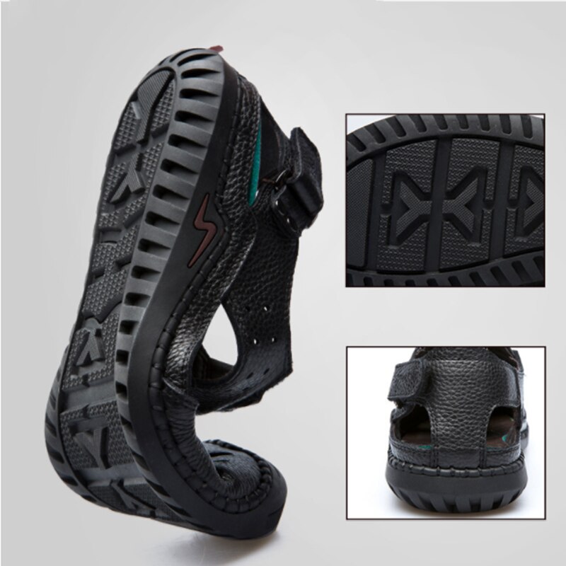 Wotte mænd sandaler split læder mænd sandaler sommer mænd kausal sko strand romerske sandalier mand udendørs sandaler sandalier