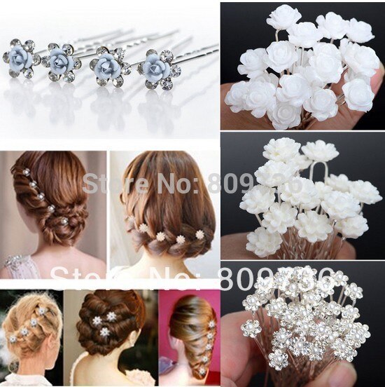 20/40 pièces de mariage mariée épingle à cheveux cristal fausse perle fleur brillant épingles à cheveux pinces à cheveux femmes bijoux Lots