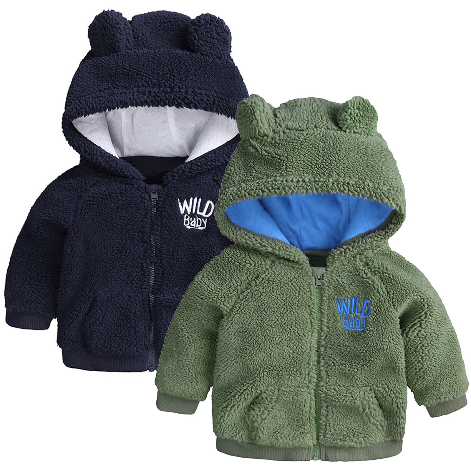 Pasgeboren Baby Meisjes Jongens Kleding Winter Warm Uitloper Hooded Oren Jas Fleece Tops Jacket 3 6 9 12 18 Maanden abrigos Bebes