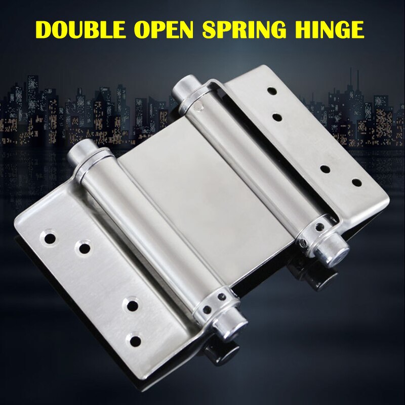 2 Pcs Stainless Steel Double Action Spring Door Hinge Durable for Cafe Bar Saloon JA55