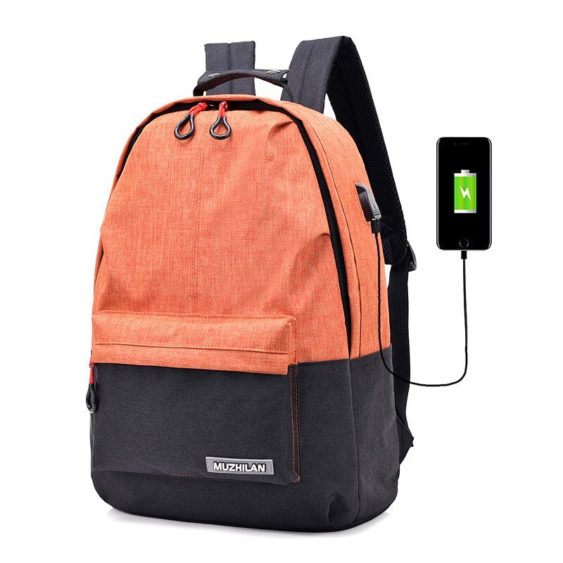 Backpacks for Men Back Pack for School Bag Bagpack Women College Canvas Backpack usb Charger Charging Schoolbag for Laptop KL552: Orange