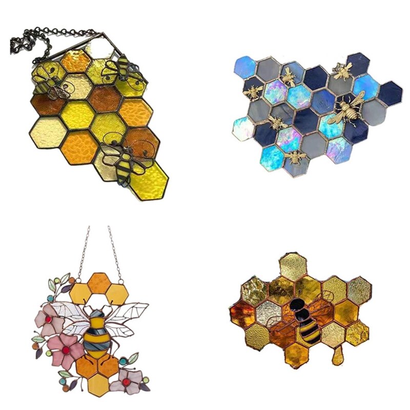 Colgante de abeja de avispas de colores, mosaico hecho a mano, panal de abeja, artesanías colgantes, decoraciones de jardín, del Día de la madre