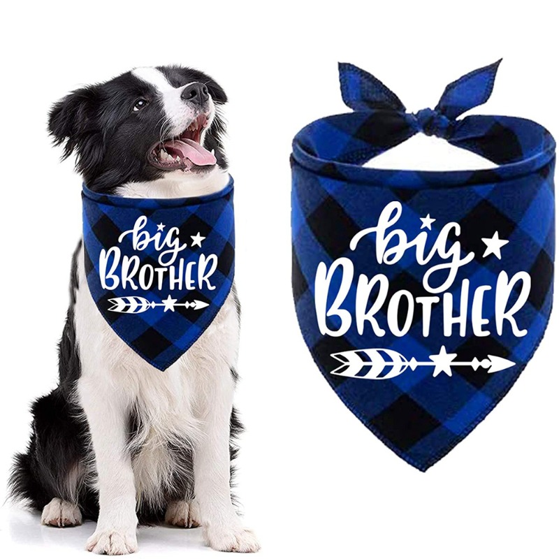 Grand frère Plaid chien Bandana annonce de grossesse chien Bandana sexe révéler Photo accessoire écharpe pour animaux de compagnie accessoires foulards pour animaux de compagnie