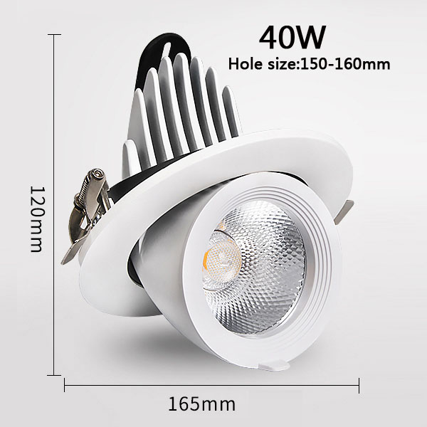 Led cob downlight indbygget lys 360 grader justerbar vinkel 5w 12w 20w 30w 40w spotlampe stue kontor indkøbscenter bar  ac110-240v: Gul / Blå