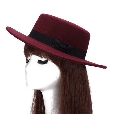 Märkes ull båtägare platt hatt för kvinnor & #39 ;s filt bred brättad fedorahatt laday prok pie chapeu de feltro bowler gambler topp hatt: 3