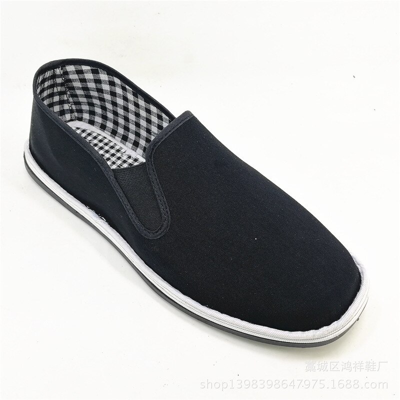 Handgemachte fleece reifen basis traditionellen alten Peking mittleren alters casual schuhe non-slip männer tuch schuhe gummi sohle schwarz