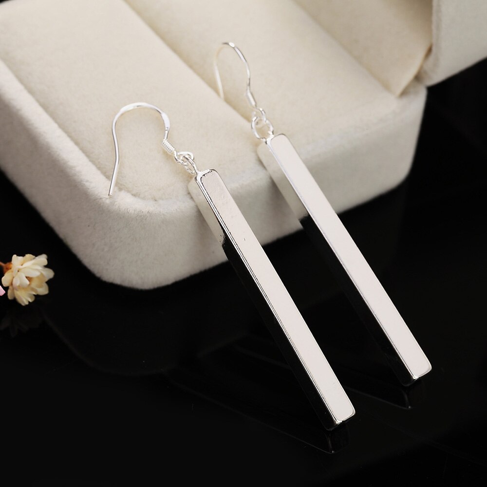Orecchini pendenti lunghi a forma di bastone in argento Sterling 925 gancio temperamento moda donna matura gioielli di alta qualità