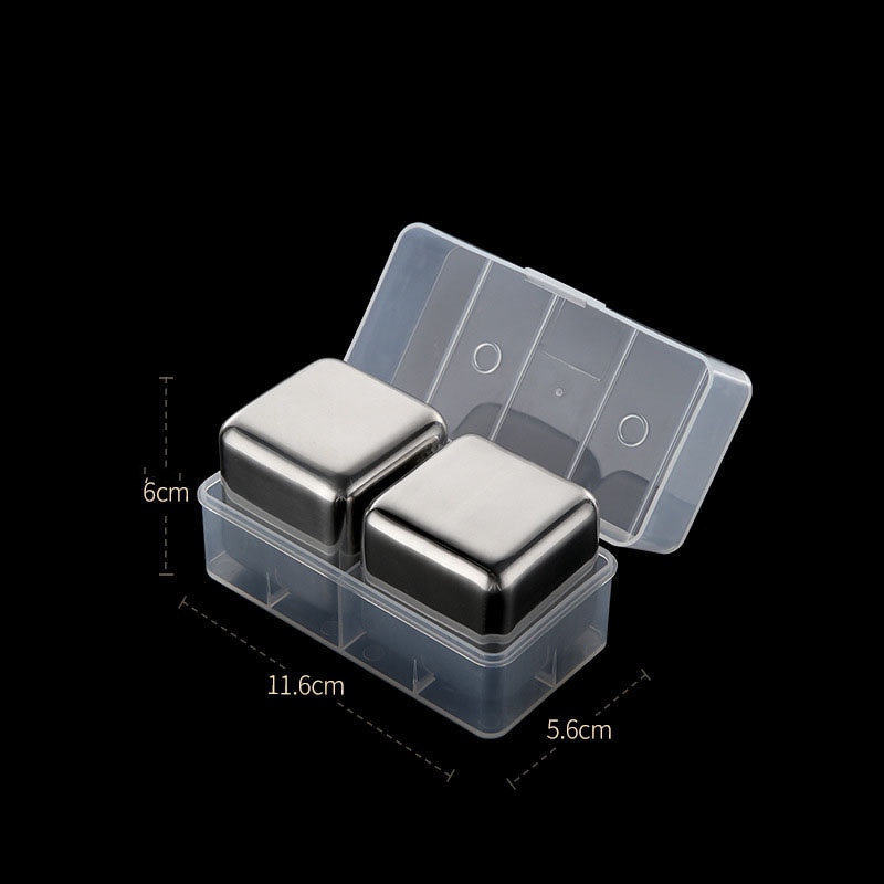 Whiskey Blocks Set - 2pcs Whiskey 304 Stainless Steel Ice Cube Set - Reusable Ice - Best drinkable