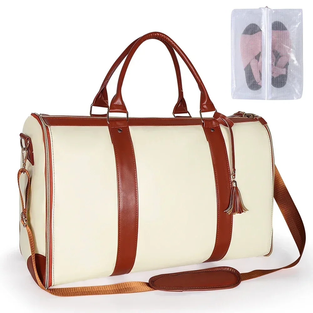 , bolsa grande de almacenamiento plegable de PU para traje, bolsa plegable de viaje para mujer, bolsa de ropa práctica, bolsa de lona, bolsa de viaje de negocios para mujer