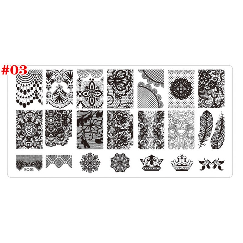 12*6cm Nail art Vorlagen Stanzen Platte Spitze serie Schmetterlinge/Blumen/Pflanzen Muster Transfer Druck vorlage