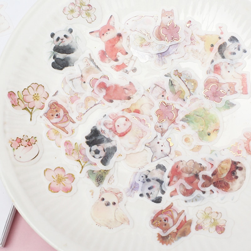 45pcs/1lot Kawaii Stationery Stickers Cute Animal Fox Diary Planner Decorative Mobile Stickers Scrapbooking DIY Craft Stickers