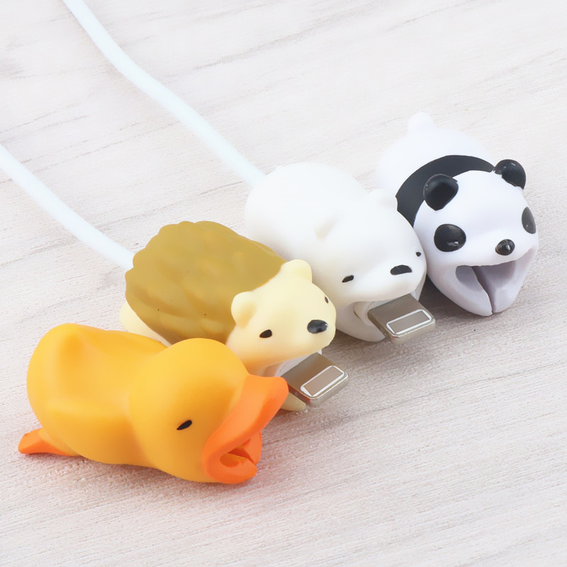 Cartoon dierenpop kabelbeetbeschermer schattige panda voor iphone usb-kabelorganizer opwinder oplader draadhouder voor iphone-kabel