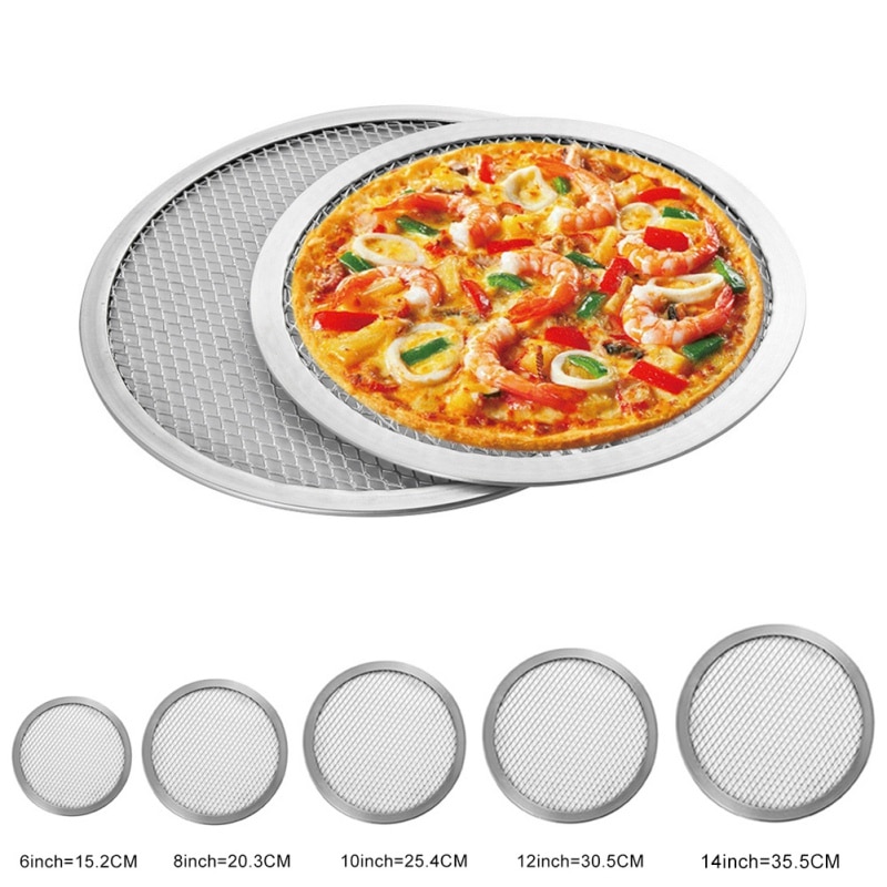 6-14Inch Naadloze Aluminium Pizza Screen Bakplaat Metalen Net Bakvormen Non-stick Bakplaat Diy Pizza gereedschap