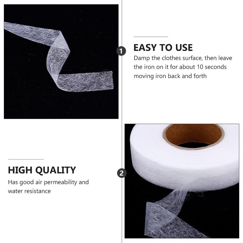 2Pcs White Double Sided Sewing Accessory Adhesive Tape Cloth Apparel Fusible Interlining Fabric Tape