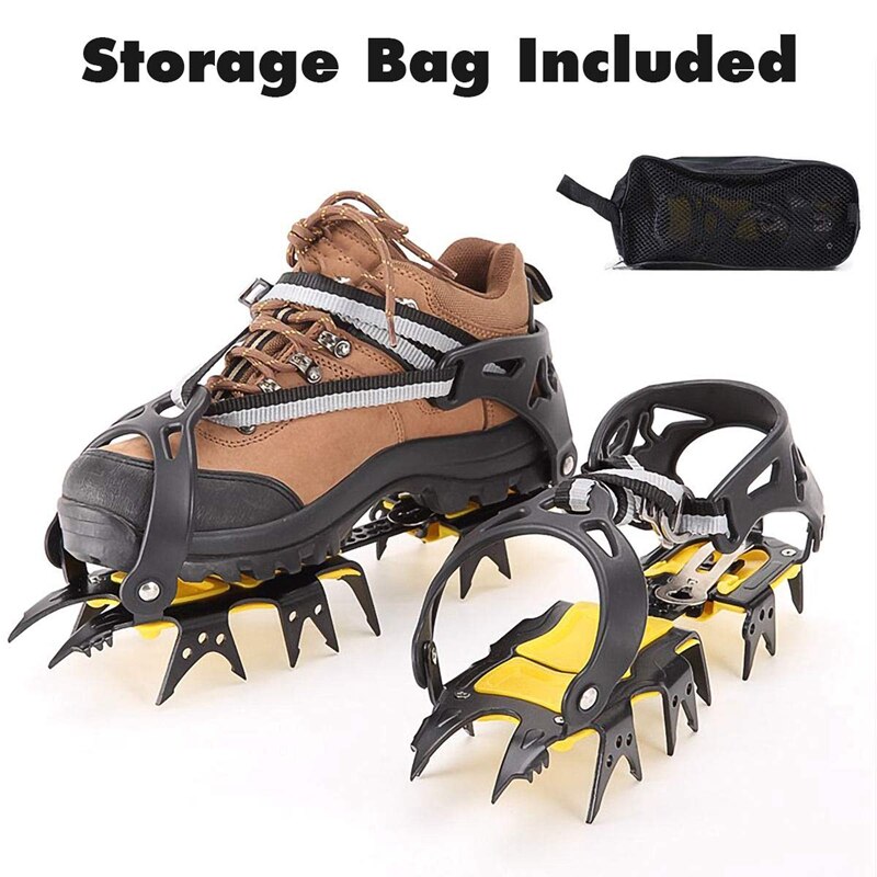 18 Teeth Crampons Traction Cleats Spikes Snow Grips,Anti-Slip Stainless Steel Crampons for Mountaineering & Ice Climbing