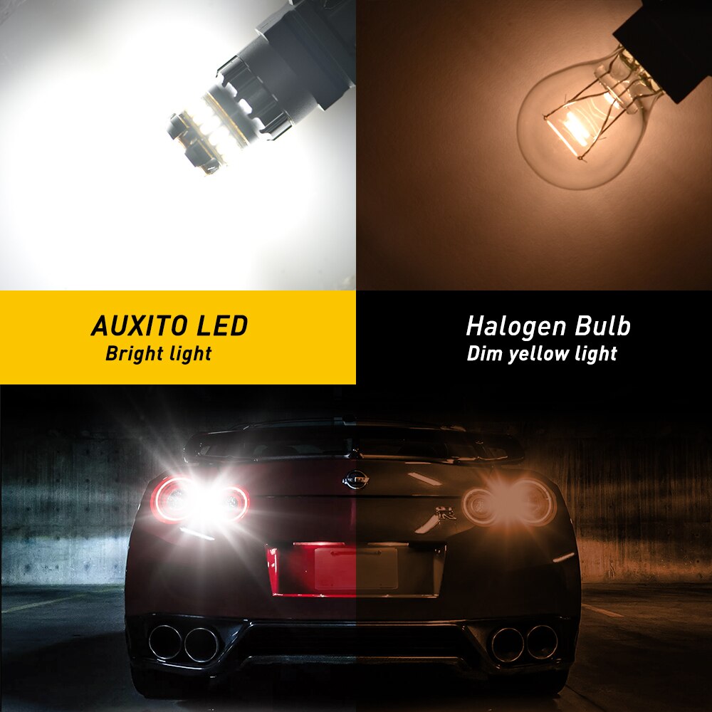 AUXITO 2 pièces 3157 3156 3057 P27/7W ampoule LED T25 LED voiture DRL feu de signalisation de stationnement ambre jaune blanc rouge feu stop inverse