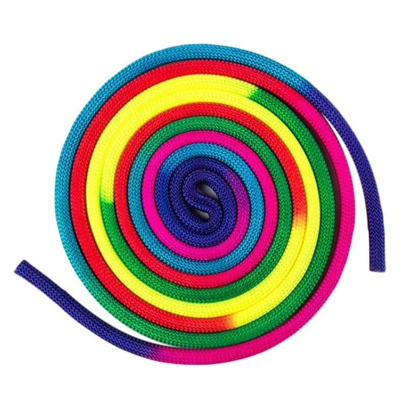 Esporte ginásio arco-íris cor corda de ginástica rítmica sólida competição artes formação corda ginástica rope2: Colorful