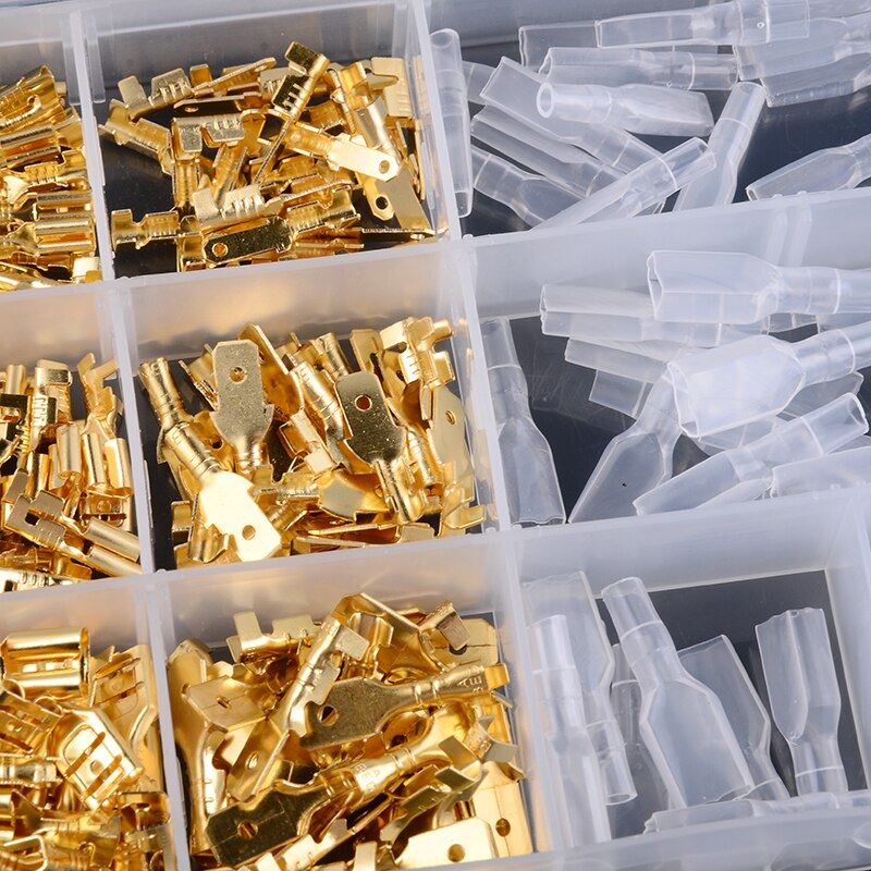 270pcs 2.8-6.3mm Car Auto Terminal Electrical Wire Crimp Connectors Male Female Spade Sheath Assortment Kit Tool Parts