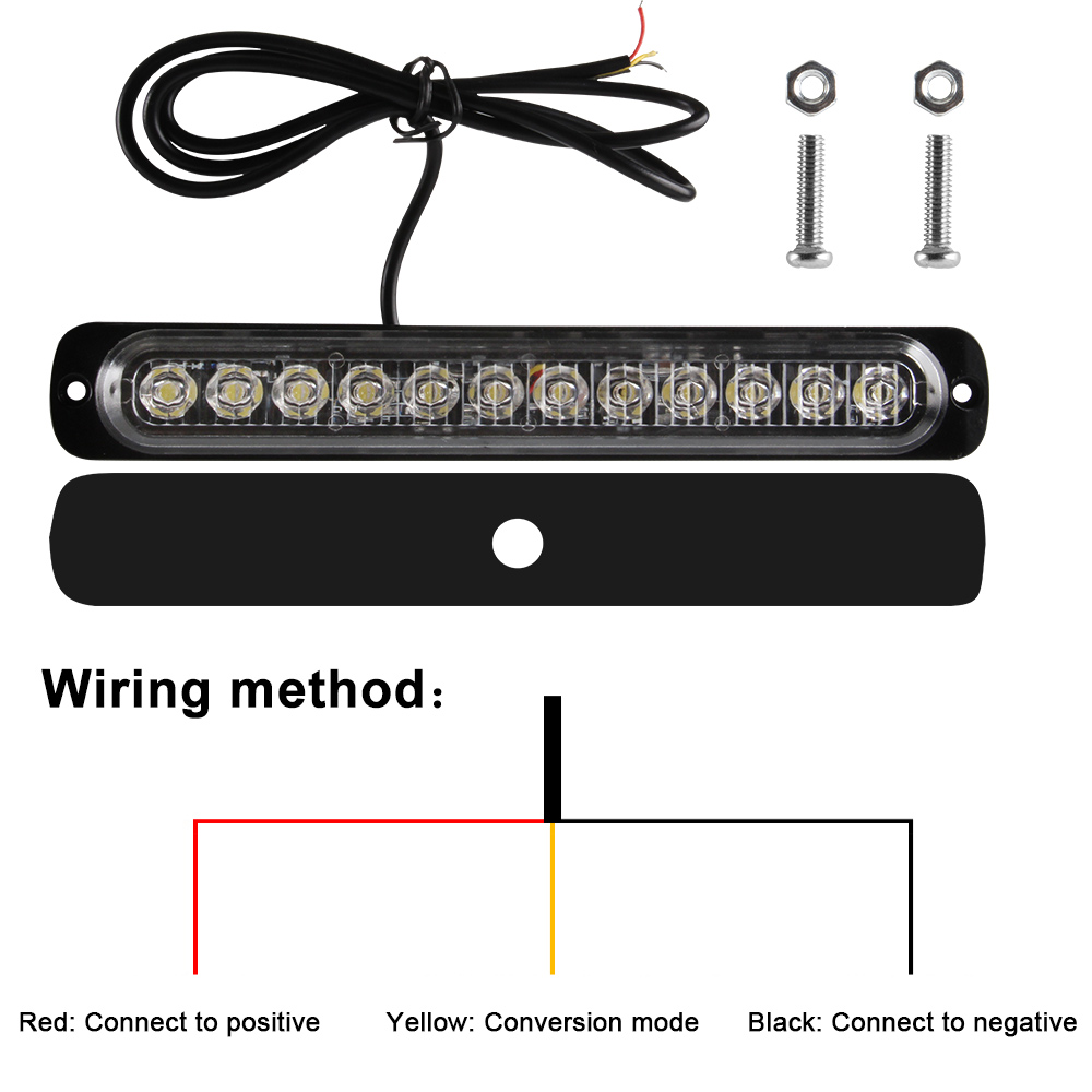 12 LED-Blitzwarnleuchte, weiß, verrotten, blau, LED-Seitenlicht, Rücklicht, 18 Blinkmodi für Auto, LKW, Licht, Polizeilichter, 12 V, 24 V