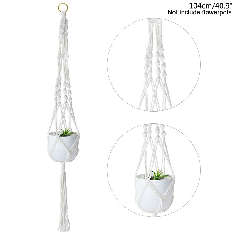 Panier suspendu pour plantes en macramé, fait à la main, Pot de fleurs, décoration murale de maison, panier suspendu de jardin: A