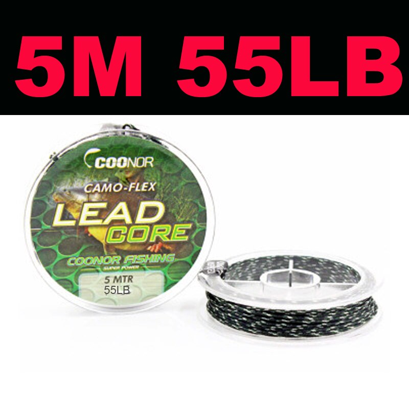 Sedal de pesca de plomo trenzado de 5m 35lb 45lb 55lb, Sedal líder de carpa, línea principal de pesca gruesa de carpa, aparejos de pesca: 55LB 5m green
