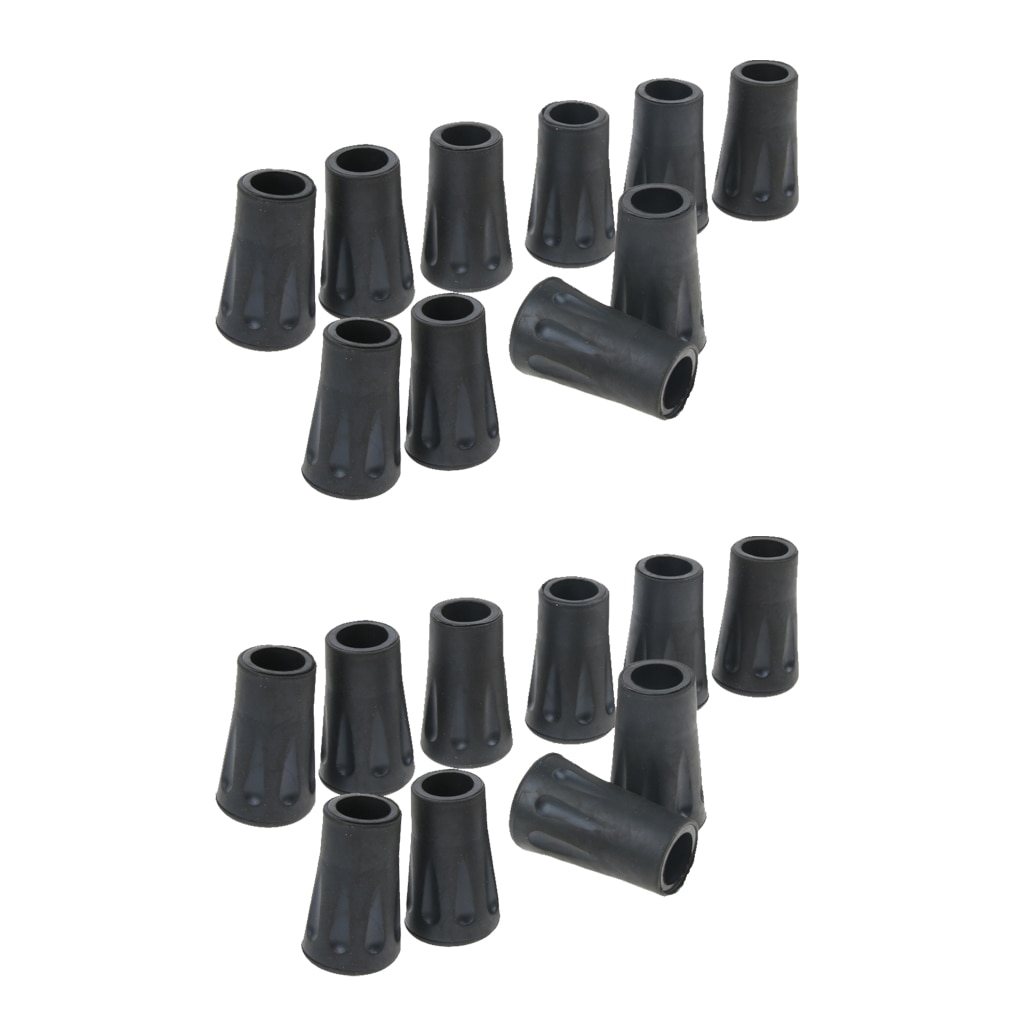 20 Stuks Duurzaam Rubber Tips Voor Wandelen Trekking Pole Wandeling Sticks Krukken Cane Tips-Zwart