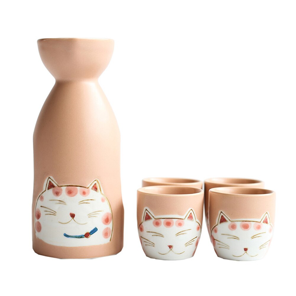 Japanilainen onnekas kissa sake potti keraaminen viinipullo 1 kattila 4 kuppia shochu -kannu henget flagon viina -kuppisarja viinipannu kupit baarikoristelu