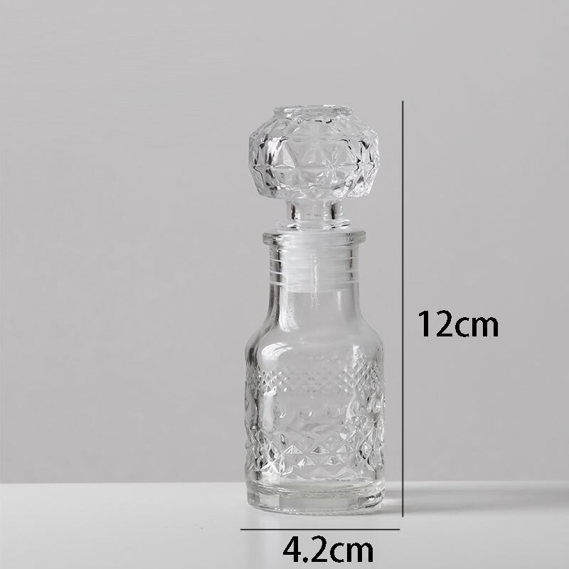 Mini botellas de cristal de estilo Vintage francés, frasco de cristal prismático europeo para artesanía en relieve, Perfume, decoración de tocador: E