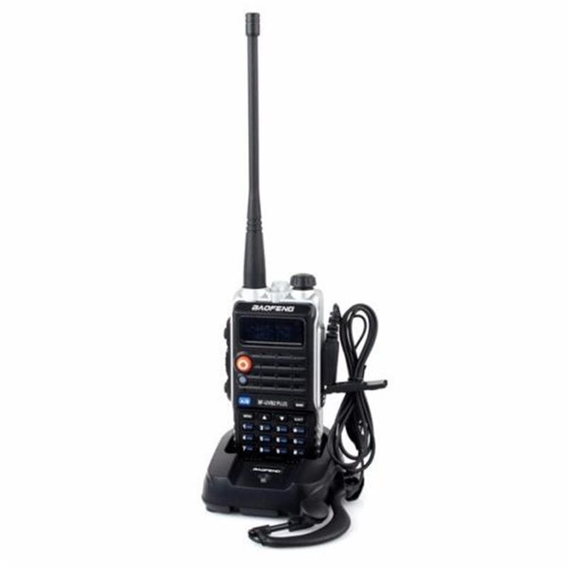 TOP BaoFeng Bf-Uvb2 Plus Walkie Talkie High Power 8w LCD Display/LED Licht 4800mah Batterie Radio funktion mit headset: sliver / Amerikanisch