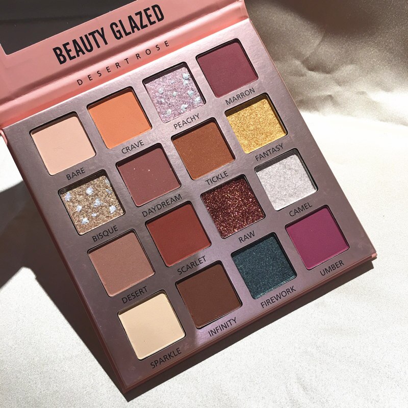BEAUTY GLAZED Brand 16 Color Pressed Shimmer Matte Glitter Eyeshadow Diamond Rainbow Make Up Cosmetics Eye shadow Magnet Palette: Brown